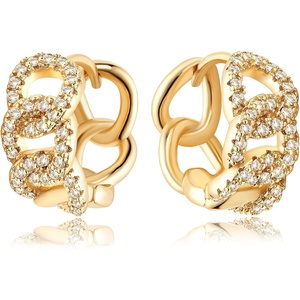 image:imageMEVECCO Gold Hoop Earrings for Women 18K Gold Plated Hoop Earrings with Shining Cubic Zriconia Handmade Hoop Earrings for Everyday Jewelry