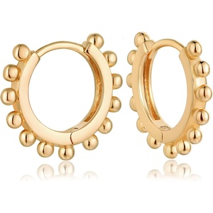 image:imageMEVECCO Gold Hoop Earrings for Women 18K Gold Plated Huggie Earrings Handmade Simple Minimalism Hoop Hypoallergenic Earrings for Everyday JewelryBeads