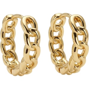 image:imageMEVECCO Gold Hoop Earrings for Women 18K Gold Plated Huggie Earrings Handmade Simple Minimalism Hoop Hypoallergenic Earrings for Everyday JewelryChain Hoop