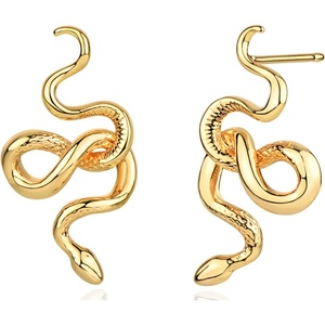 image:imageMEVECCO Gold Snake Stud Earrings for Women 18K Gold Plated Stud Earrings Dainty Snake Mini Cute Simple Delicate Minimalist Stud Earrings Gift for Her