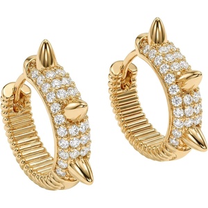 image:imageMEVECCO Gold Spike Hoop Earrings for Women 18K Gold Plated Hoop Earrings Handmade Tiny Minimalism Cubic Zircon Hoop Hypoallergenic Earrings for Everyday Jewelry