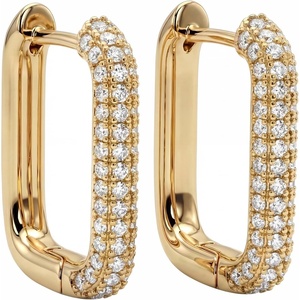 image:imageMEVECCO Gold U Shape Huggie Hoop Earrings 18K Gold Plated Dainty Cubic Zirconia Oval Huggie Earring for Women Cute minimalist Fashion Hoops Sleeper Earrings Jewelry