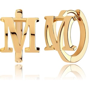 image:imageMEVECCO Initial Huggie Hoop Earrings 18K Gold Filled Letter Dainty Simple Alphabet Initials AZ 26 Letter Hoop Earrings Personalized Charm Tiny Minimalist Initial Jewelry for Her