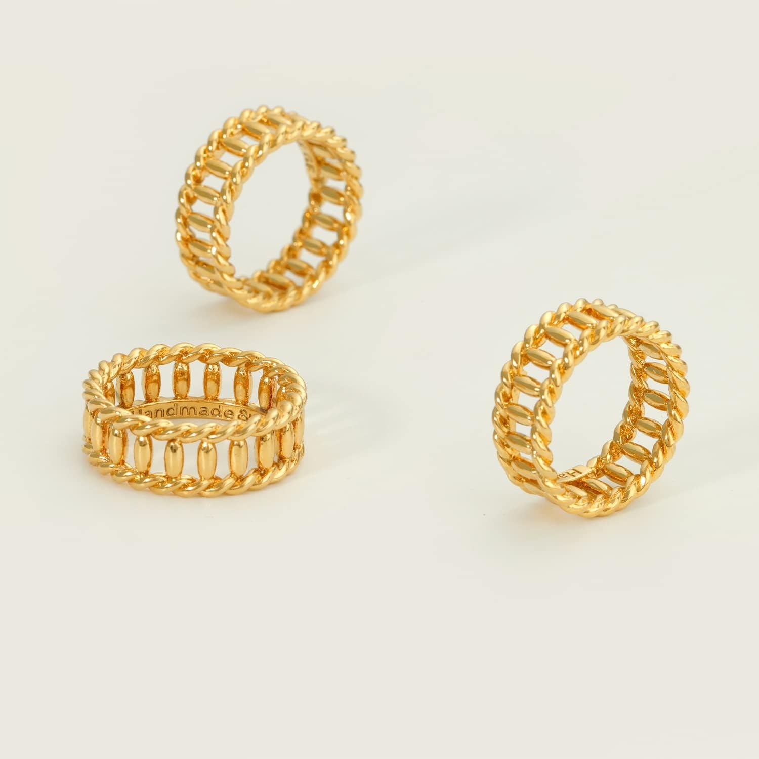 image:imageMEVECCO Gold Ring for Women 14K Gold Vacuum Plated Ring Dainty Oval Link Rings Stackable Wrap Ring Statement Ring for Her
